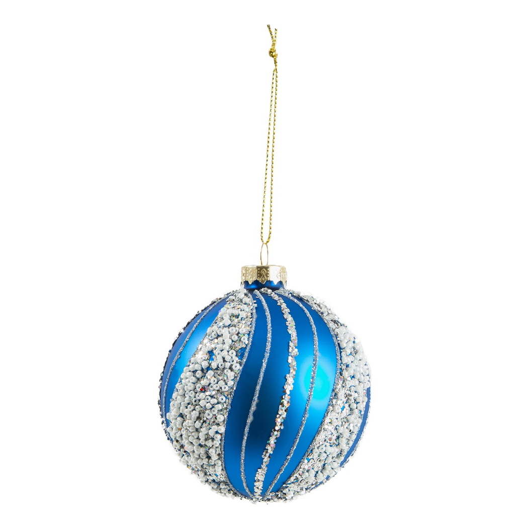 Елочный шар Русские подарки синий 8 см
