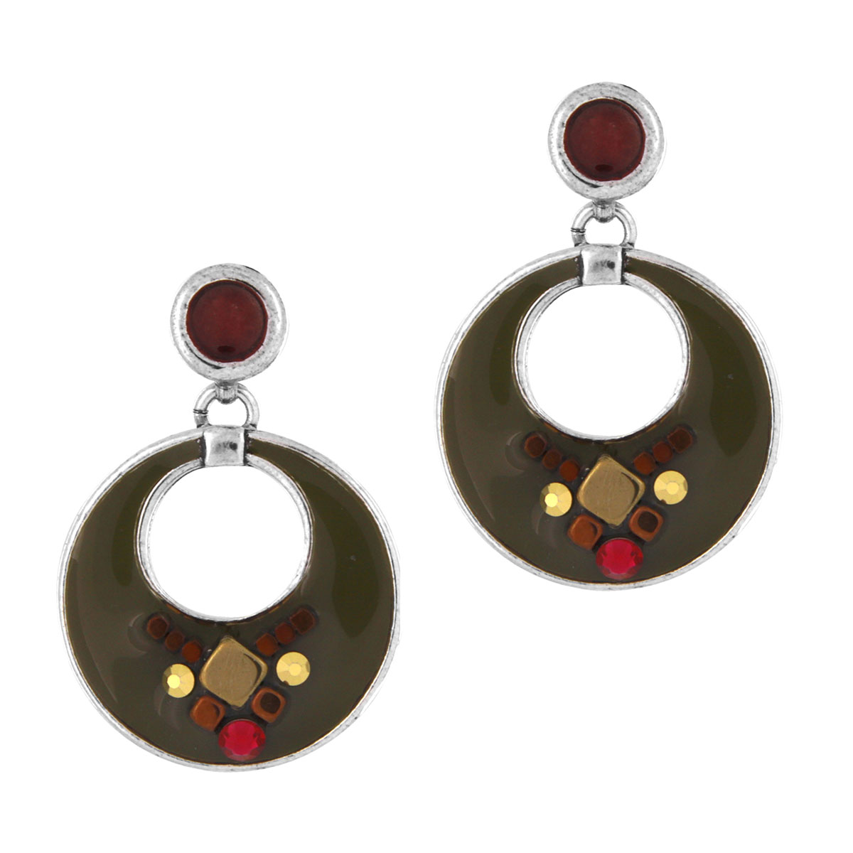 

Серьги подвески из бижутерного сплава TARATATA TT-W24-07982-10M, агат/смола/стразы, TT-W24-07982-10M