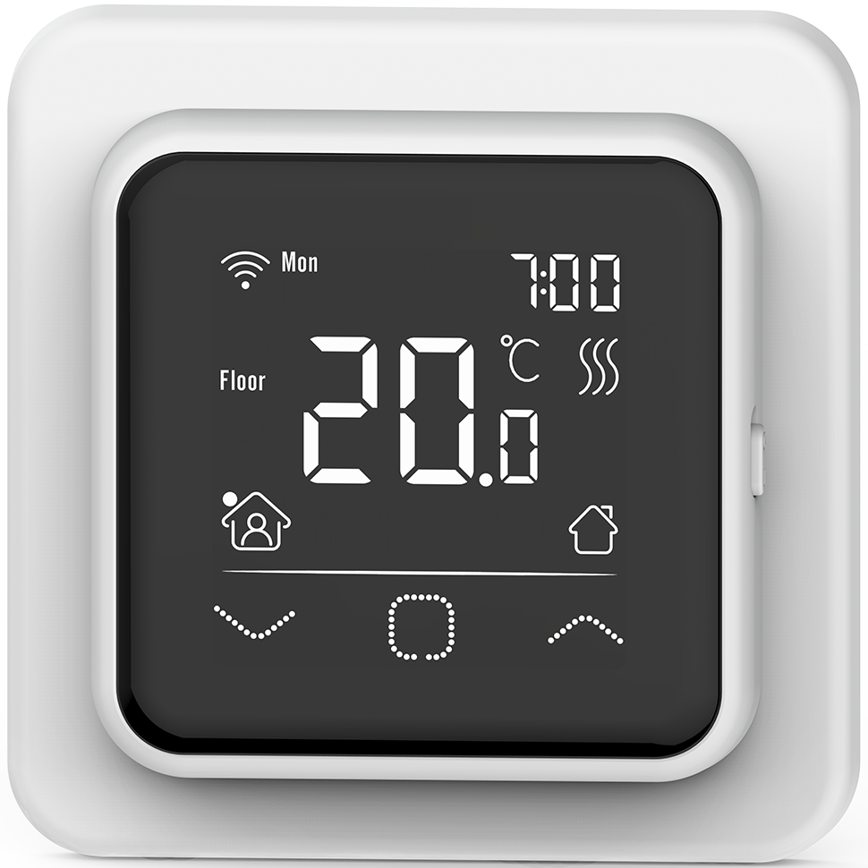 Терморегулятор для теплого пола IQWATT Thermostat Smart Heat Wi-Fi электронный, белый проводной непрограммируемый терморегулятор salus controls