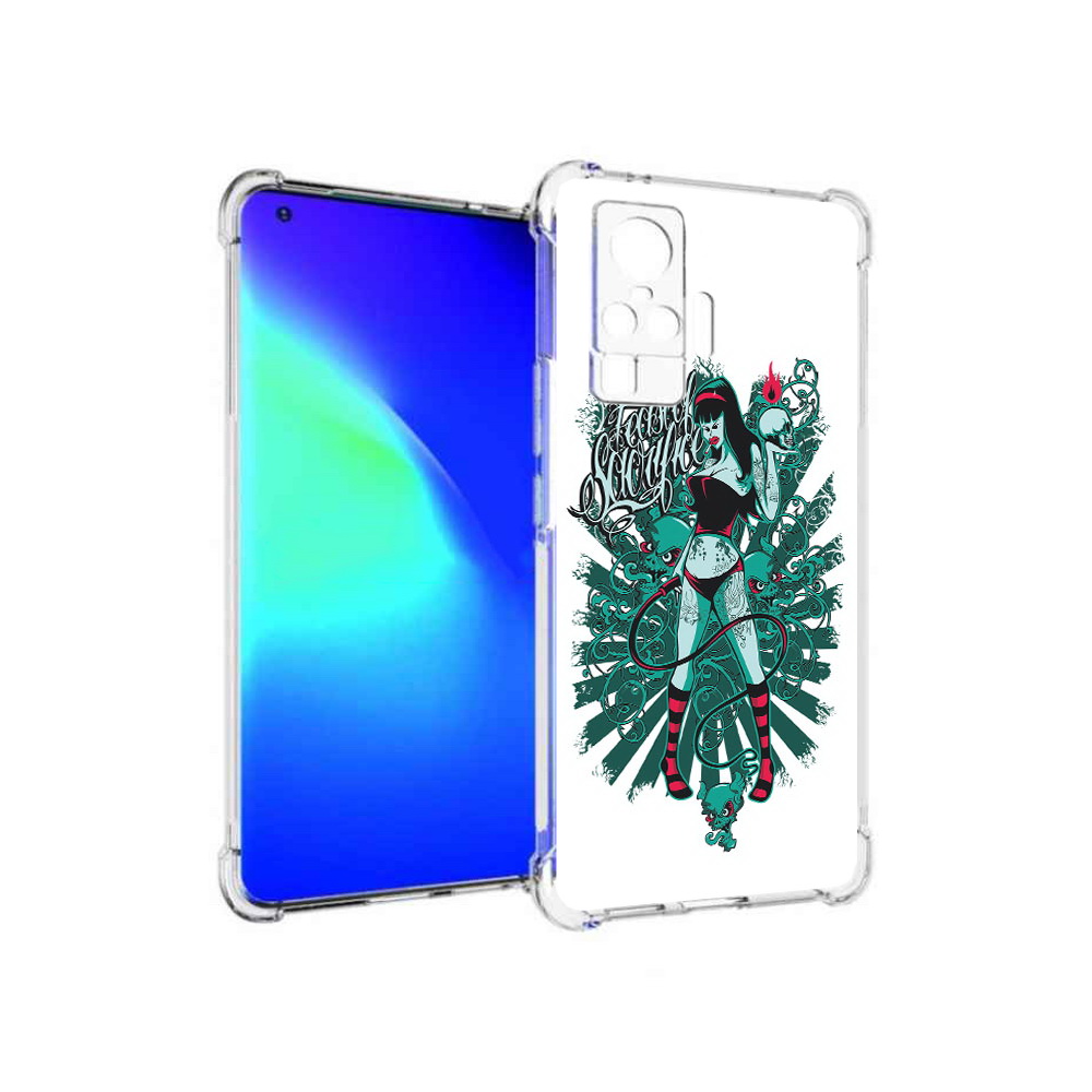 

Чехол MyPads Tocco для Vivo X50 Pro нарисованная девушка в татуировках (PT151209.405.499), Прозрачный, Tocco
