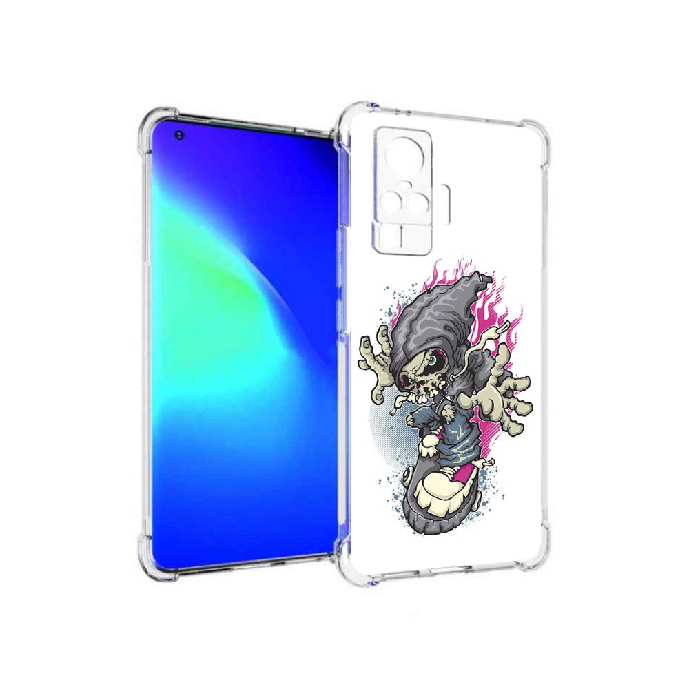 

Чехол MyPads Tocco для Vivo X50 Pro нарисованный скелет на скейт борде (PT151209.405.512), Прозрачный, Tocco