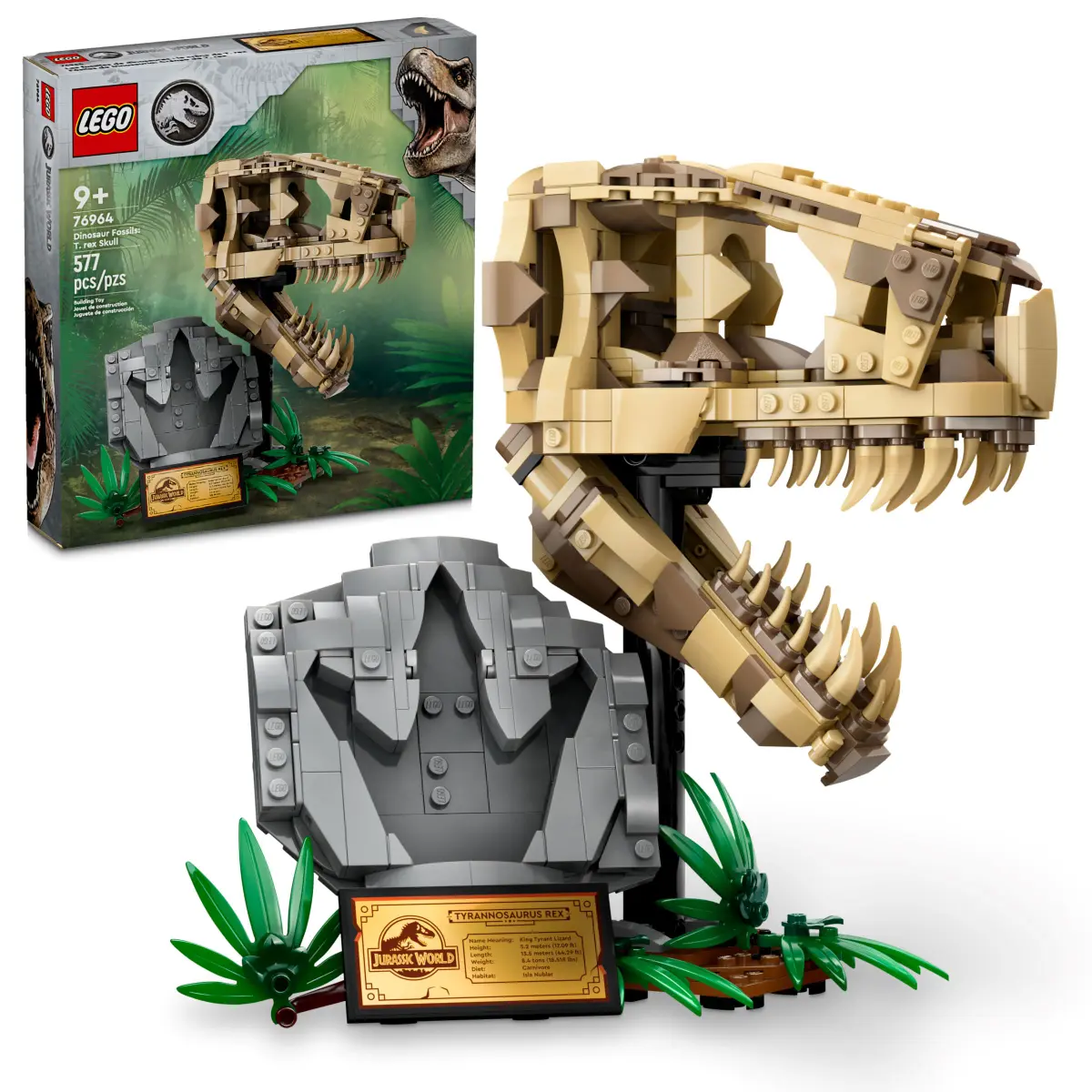 

Конструктор Lego Jurassic World Окаменелости динозавров: череп Ти-Рекса 577 деталей, 76964, 76964