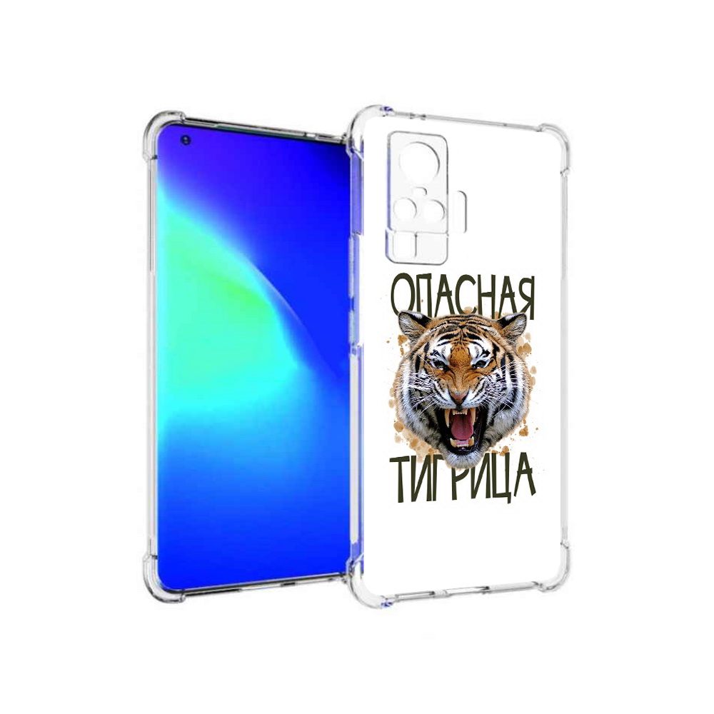 

Чехол MyPads Tocco для Vivo X50 Pro опасная тигрица (PT151209.405.527), Прозрачный, Tocco