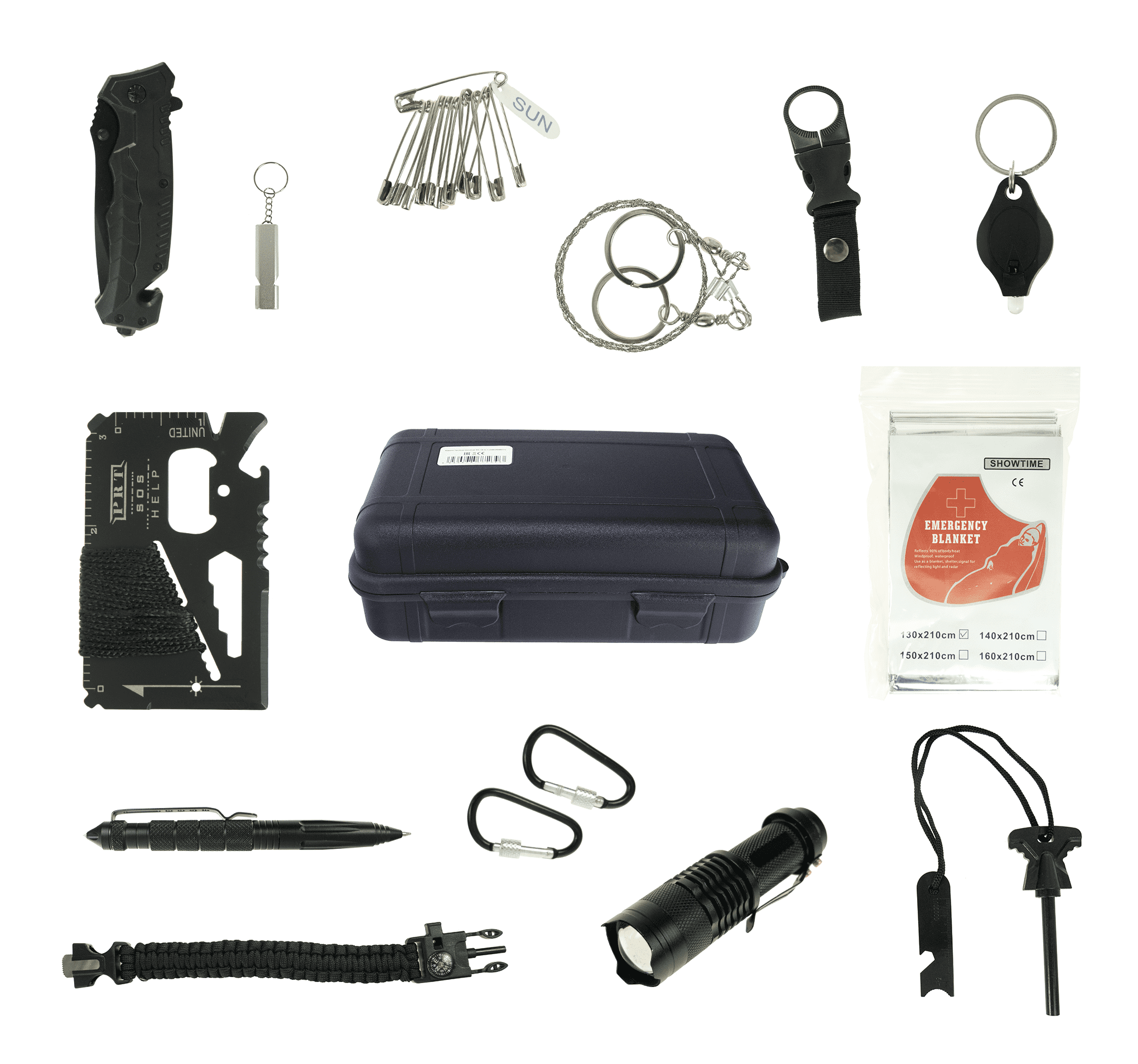 

Набор для выживания 14 в 1 Tactical Survival Kit 14 in 1 XMUN08017, Черный, XMUN08017