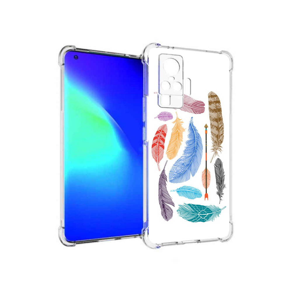 

Чехол MyPads Tocco для Vivo X50 Pro разноцветные перья (PT151209.405.572), Прозрачный, Tocco