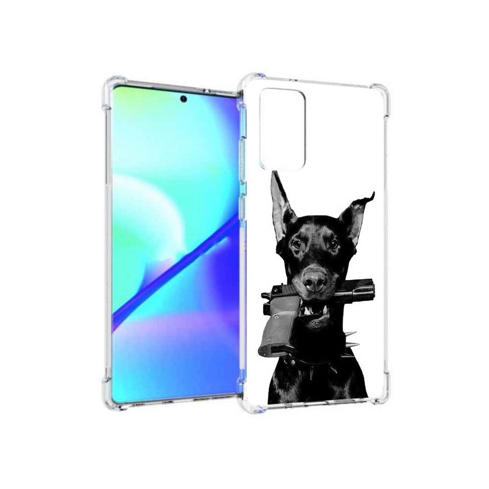 

Чехол MyPads Tocco для Samsung Galaxy Note 20 доберман с пистолетом (PT152536.527.331), Прозрачный, Tocco