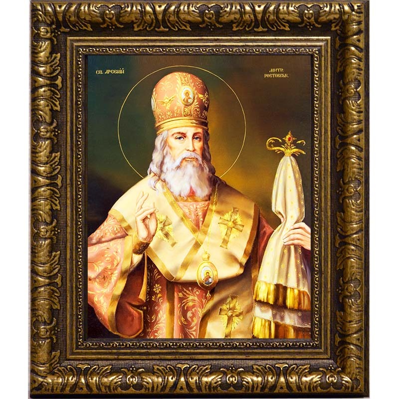 

Арсений Ростовский (Мацеевич) митрополит свя­щен­но­му­че­ник. Икона на холсте.