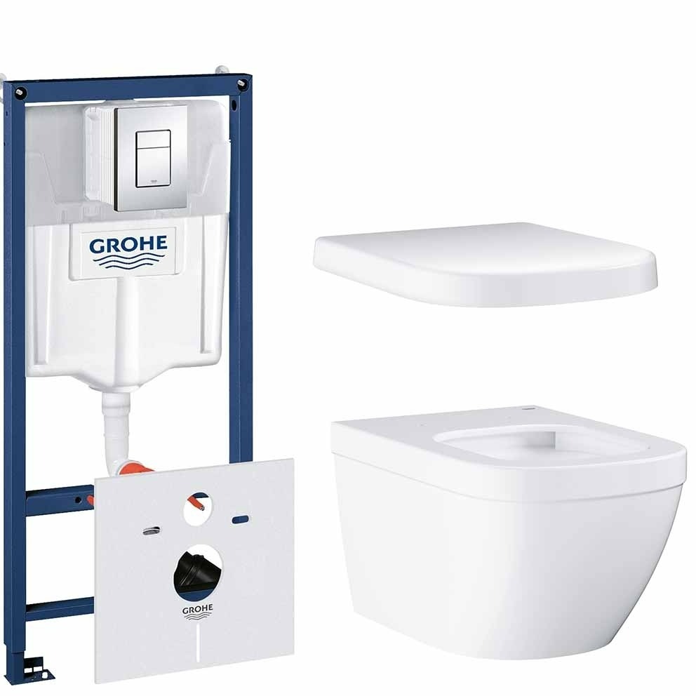 Комплект инсталляции GROHE Euro Ceramic с унитазом и сиденьем (NW0010-1/S) система инсталляции для унитазов grohe rapid sl 38528001