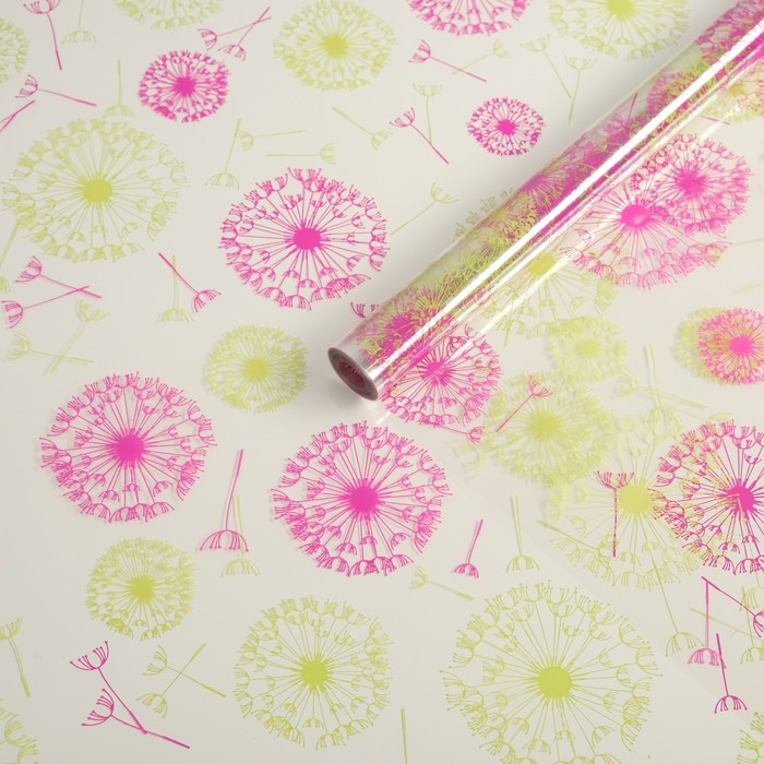 

Пленка глянцевая "Одуванчики", фуксия, фисташковая, 0,7 х 8,2 м, 200 г, 40 мкм