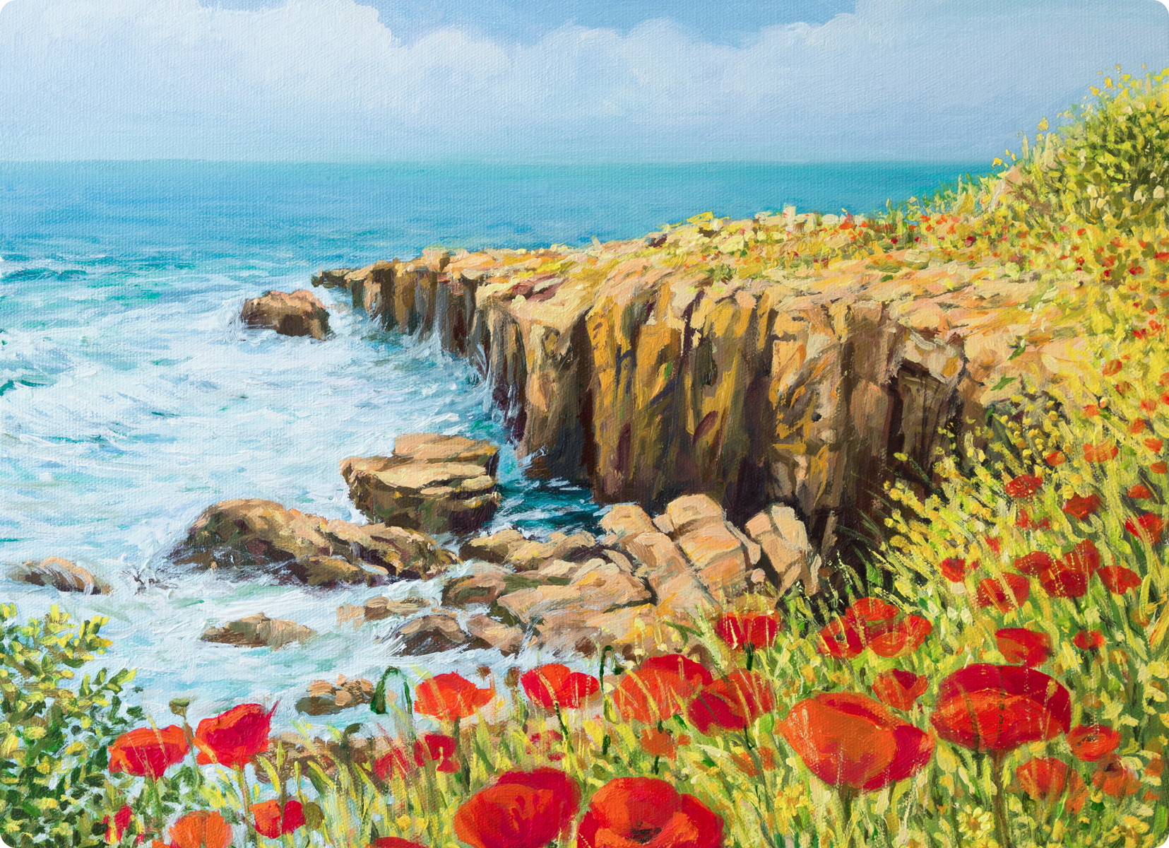 фото Доска разделочная стеклянная побережье нормандии 40х30 см top art studio