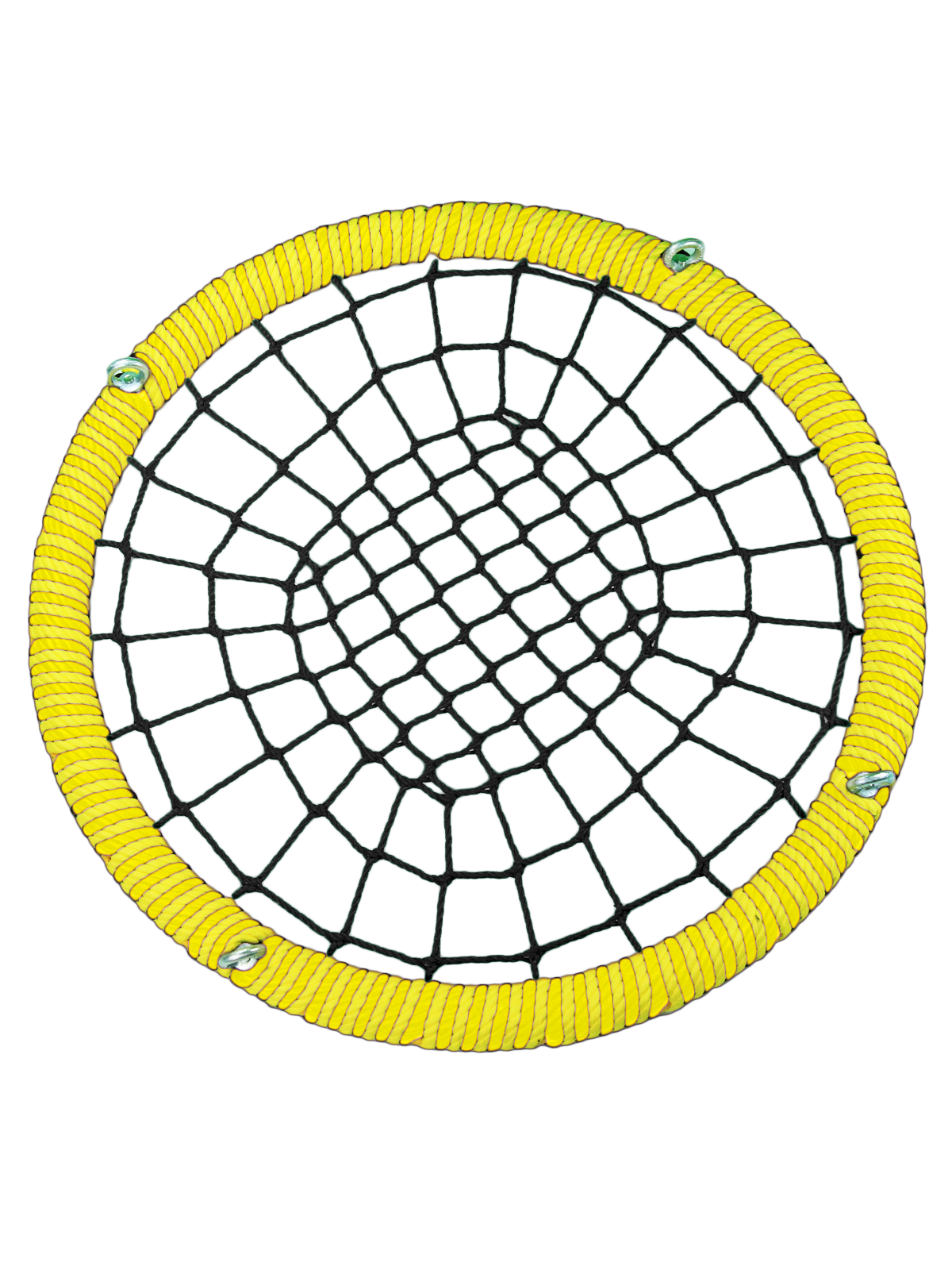 

Качели-гнездо JINN ЦП/РГ/140/102/16/8/Ж-Ч/КГ 140x140 см черный, желтый, 140 круг 102 обод 16 и 8 канат рымгайки ЦП