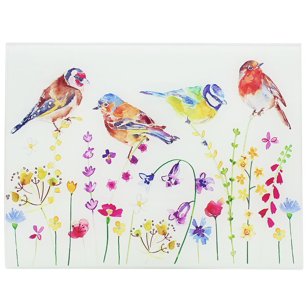 фото Доска стеклянная 40х30см садовые птички leonardo collection