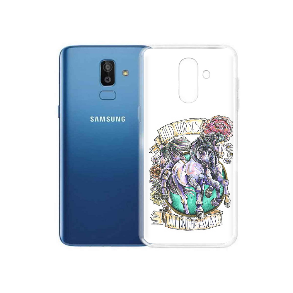 

Чехол MyPads Tocco для Samsung Galaxy J8 рисунок коней в цветах (PT226929.592.582), Прозрачный, Tocco