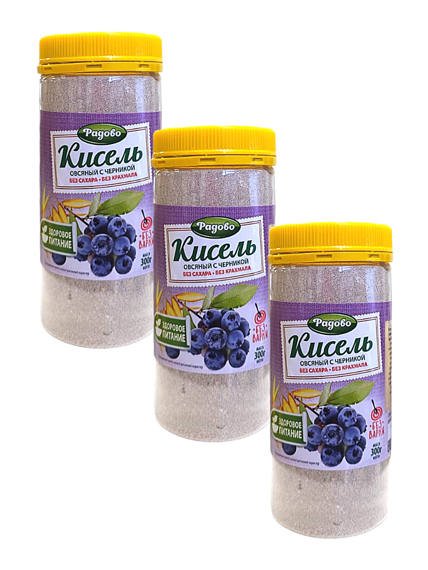 

Кисель сухой, Радово, овсяный с черникой без сахара, 3 шт по 300 г