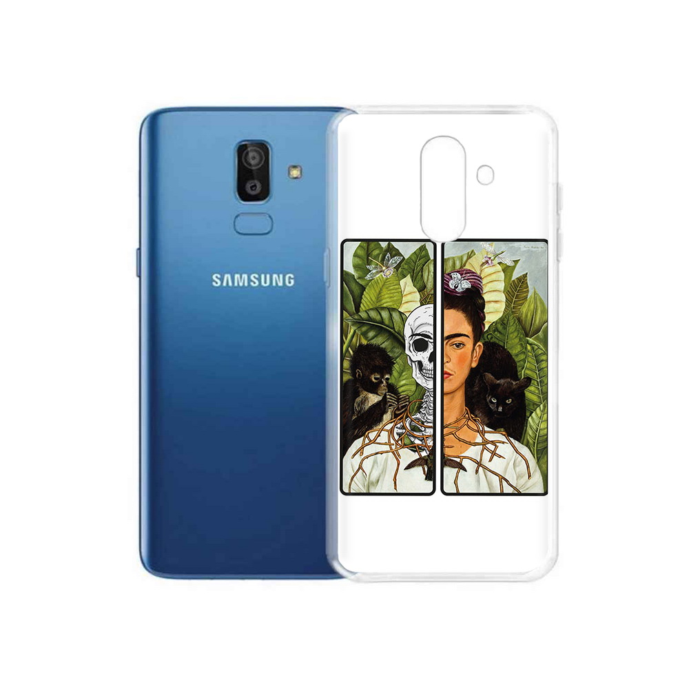 

Чехол MyPads Tocco для Samsung Galaxy J8 сдвоенная картинка девушка скелет, Прозрачный, Tocco