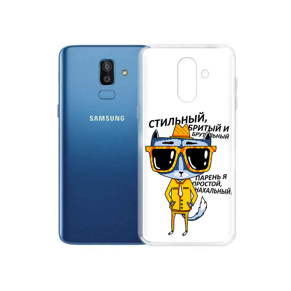 

Чехол MyPads Tocco для Samsung Galaxy J8 стильный кот (PT226929.592.625), Прозрачный, Tocco
