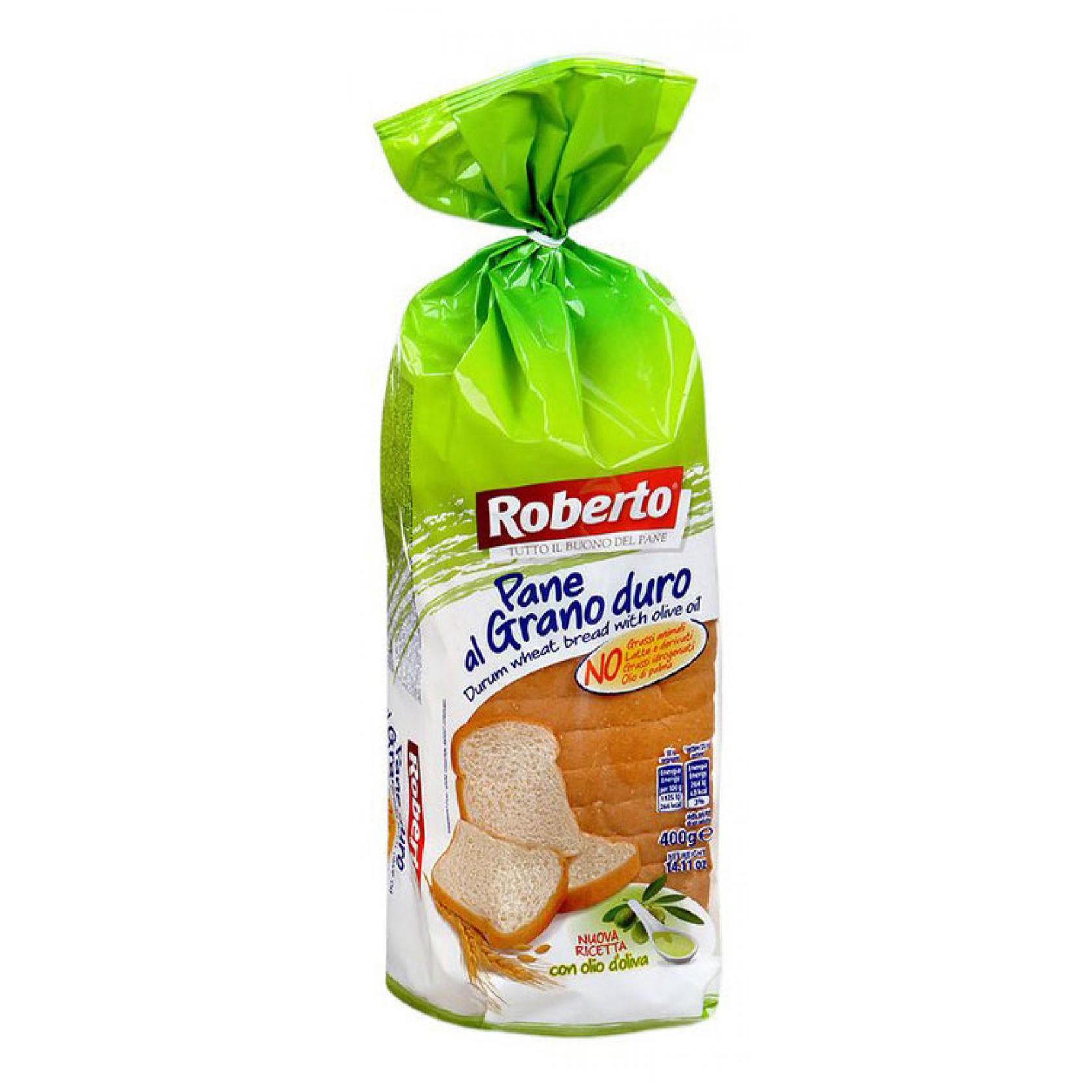 

Хлеб белый Roberto Из муки твердых сортов пшеницы 400 г, Из муки твердых сортов пшеницы