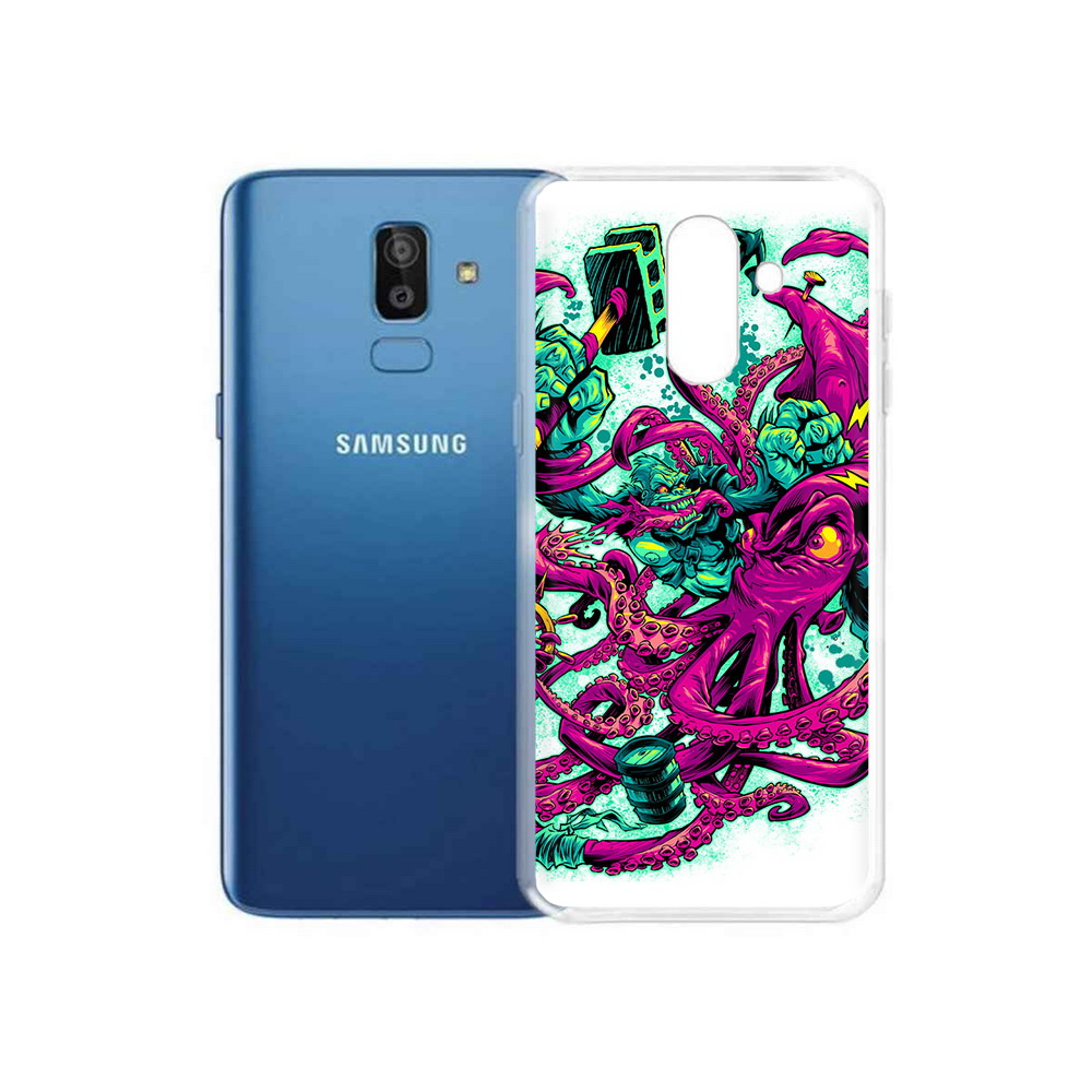 

Чехол MyPads Tocco для Samsung Galaxy J8 фиолетовый кракен (PT226929.592.657), Прозрачный, Tocco