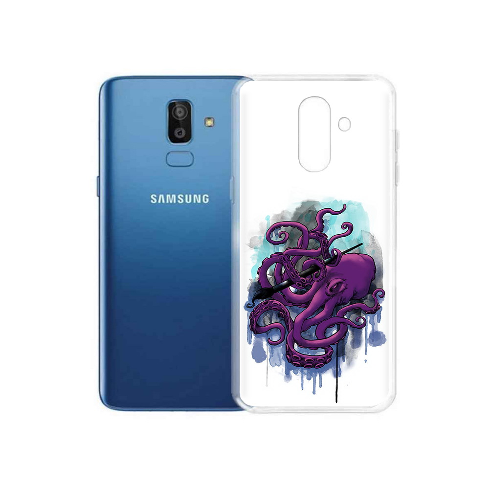 

Чехол MyPads Tocco для Samsung Galaxy J8 фиолетовый осьминог (PT226929.592.658), Прозрачный, Tocco