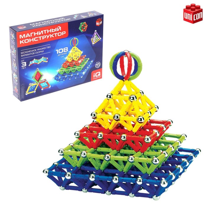 фото Конструктор магнитный «необычные фигуры», 108 деталей nobrand