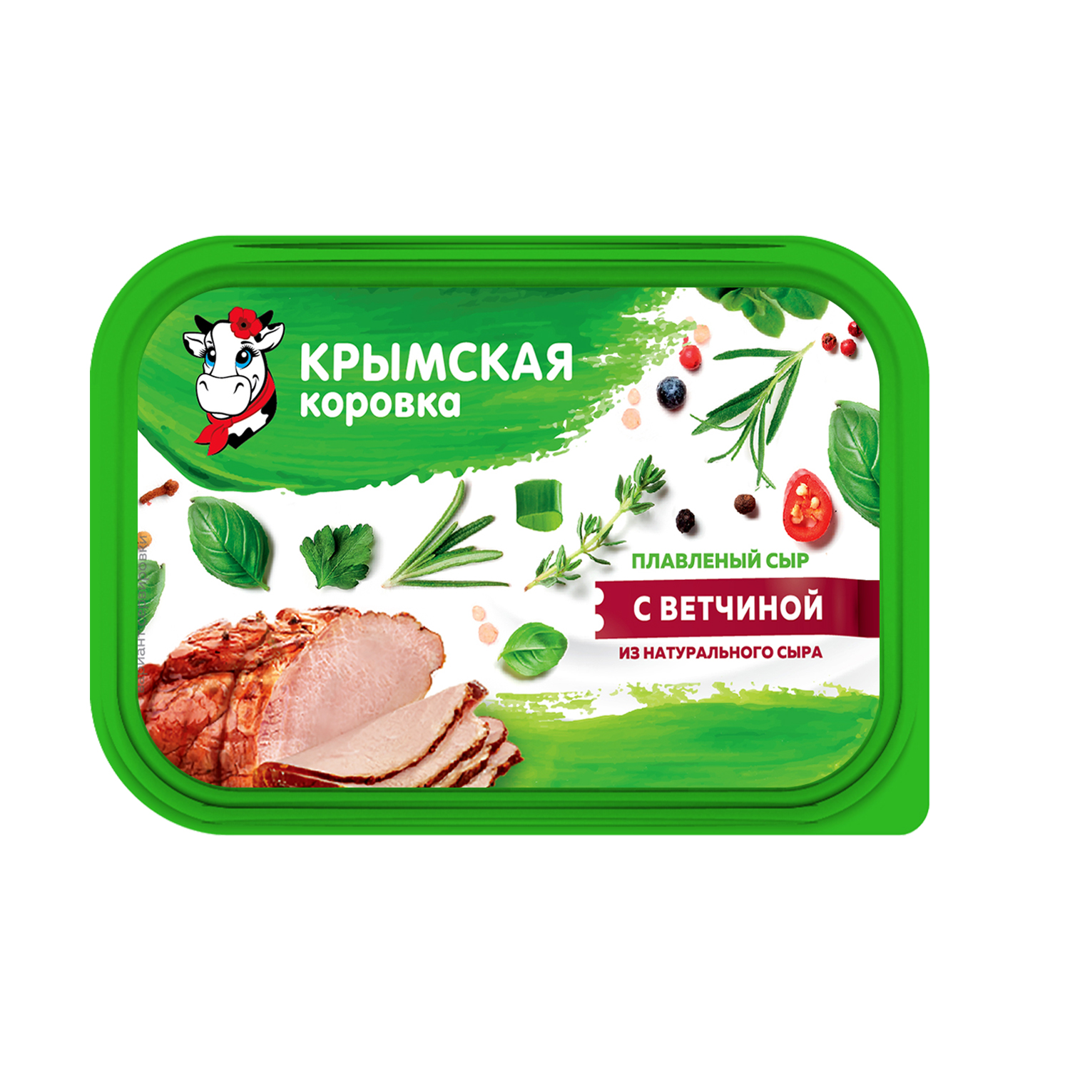 

Плавленый сыр Крымская Коровка с ветчиной бзмж 50% 180 г