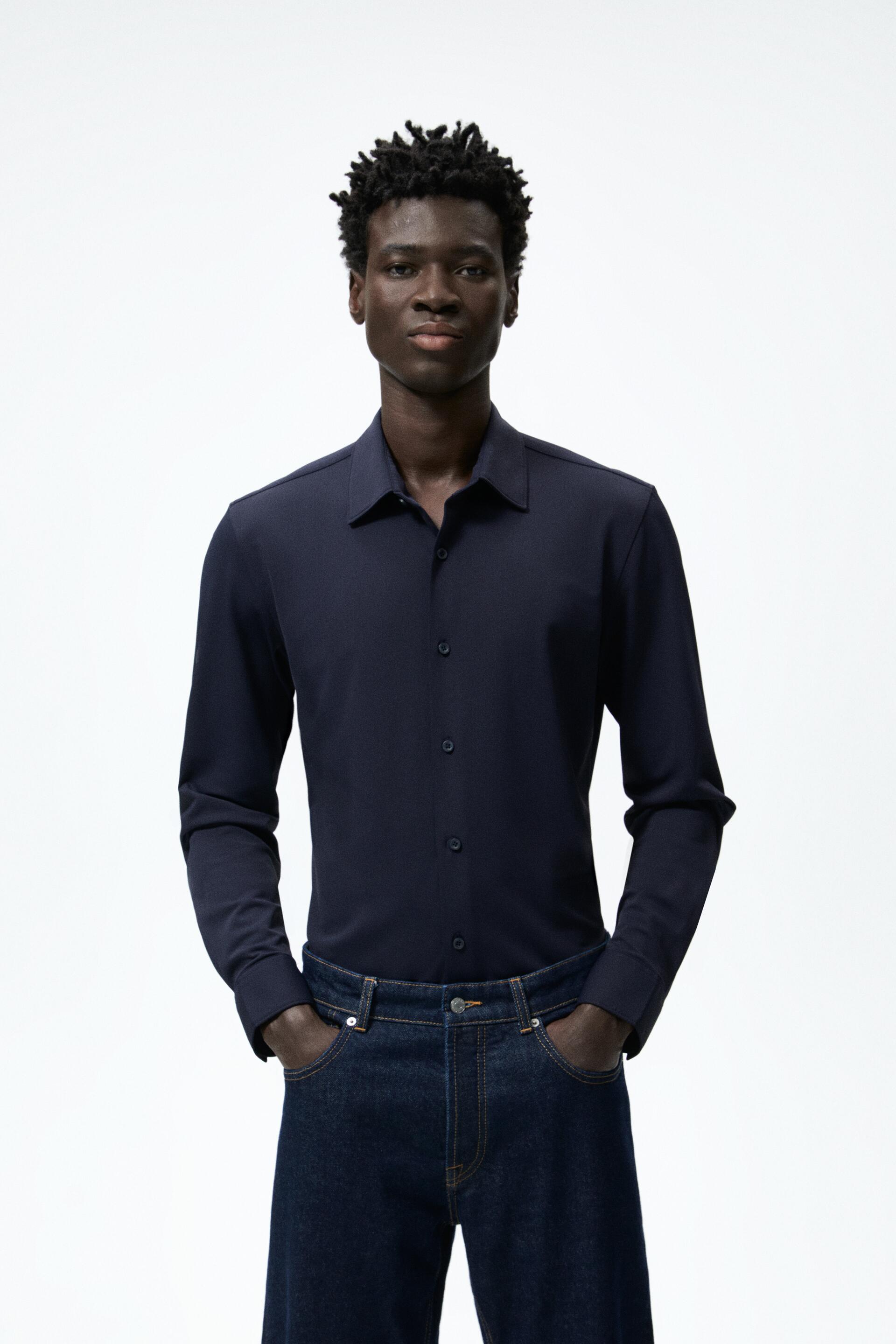 

Рубашка мужская ZARA 07545405 синяя M (доставка из-за рубежа), 07545405