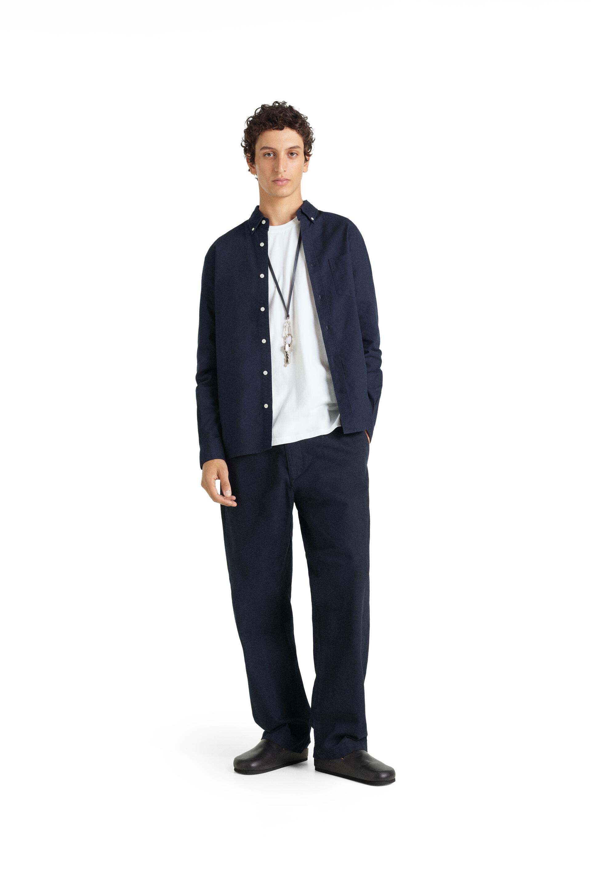 

Рубашка мужская ZARA 07545508 синяя S (доставка из-за рубежа), Синий, 07545508