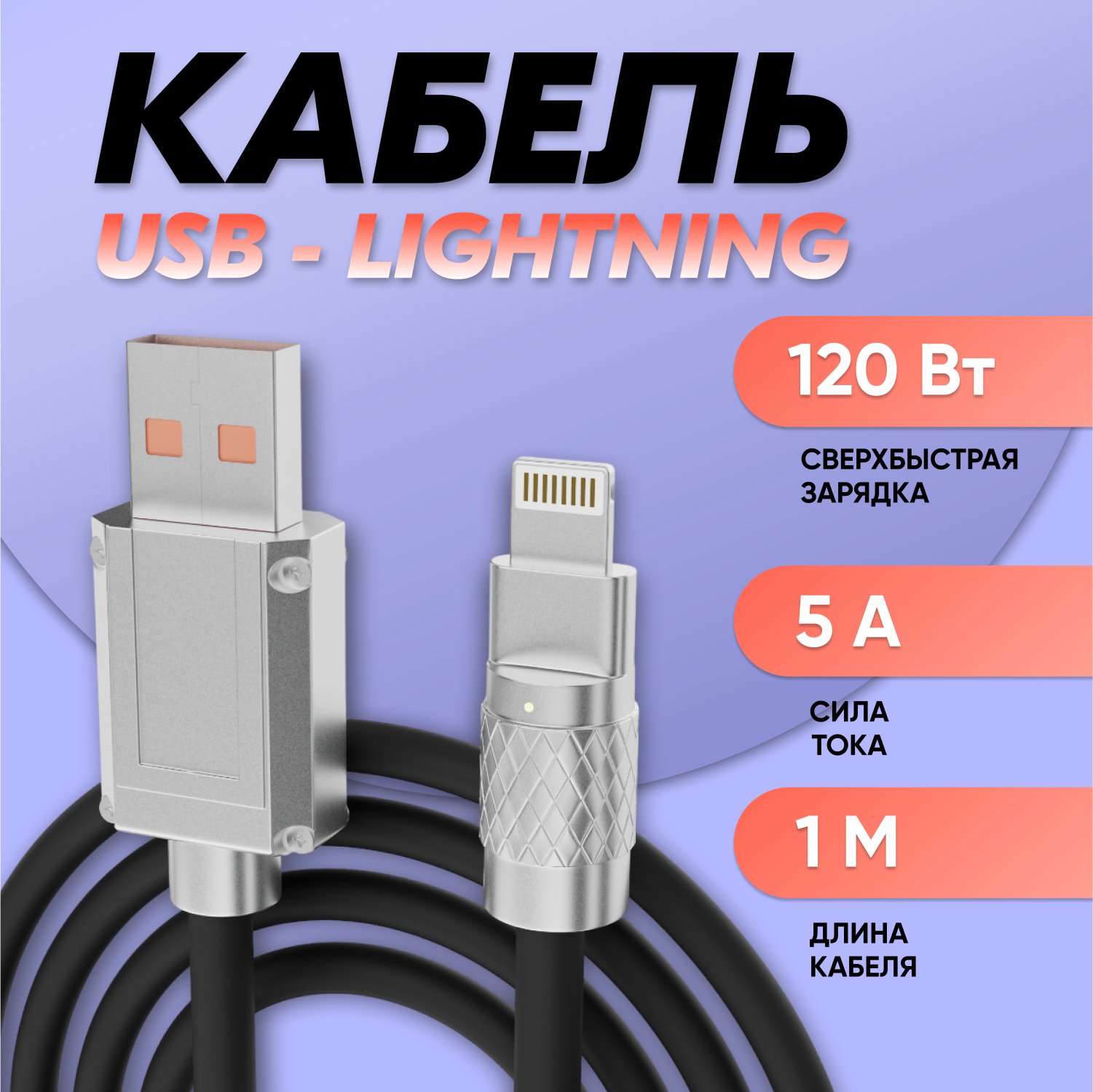 Кабель Lightning-USB Milliant One iPhone 1 м черный
