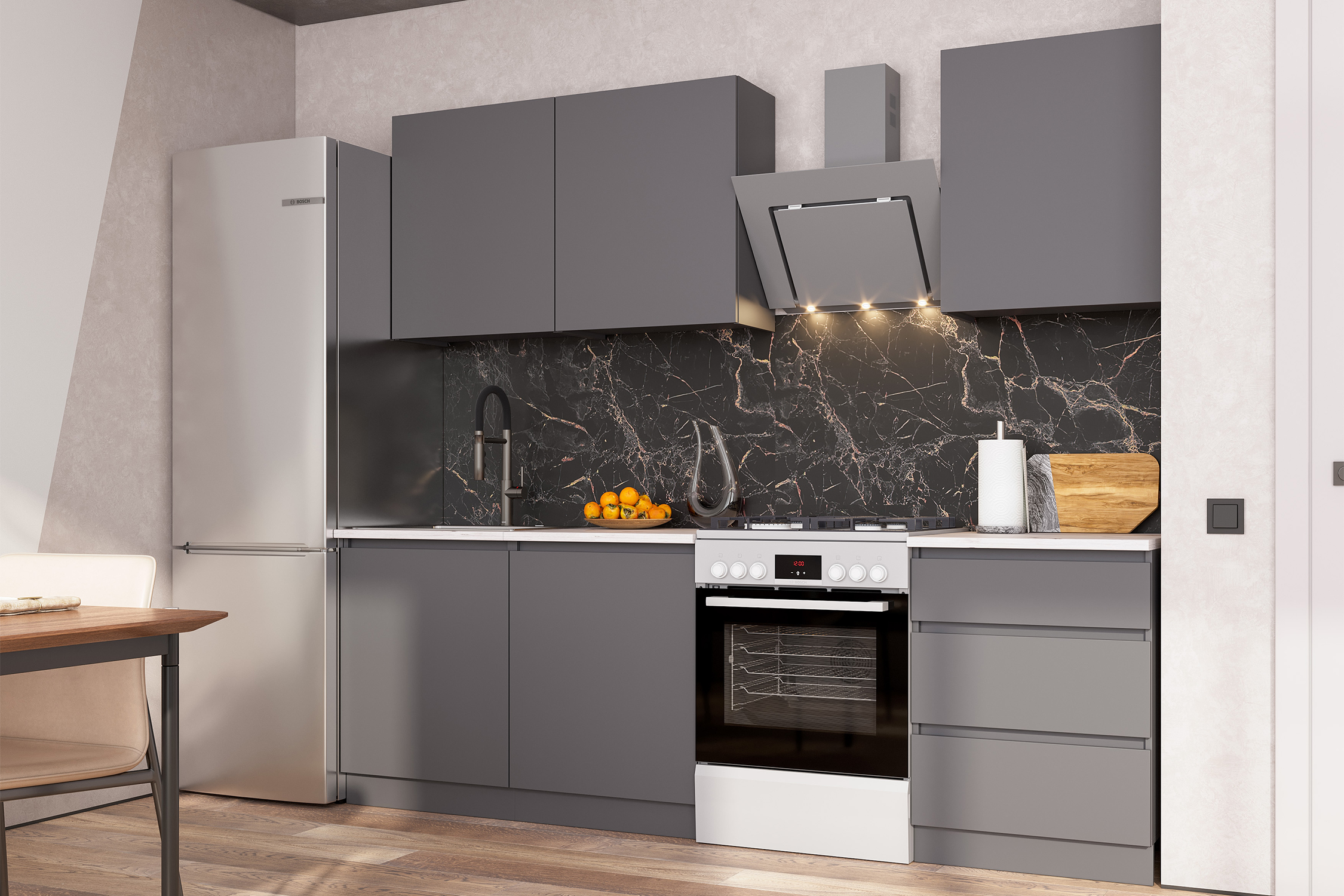 Кухонный гарнитур НОНТОН Айден 18 м Серый графит 180x60x200 материал - не указан 24890₽