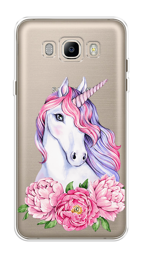 

Чехол на Samsung Galaxy J5 2016 "Единорог с пионами", Розовый;белый;зеленый, 22750-1