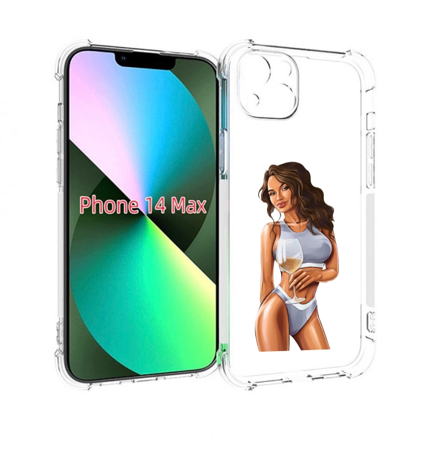 Чехол MyPads девушка-в-сером-купальнике- женский для iPhone 14 Plus (6.7)