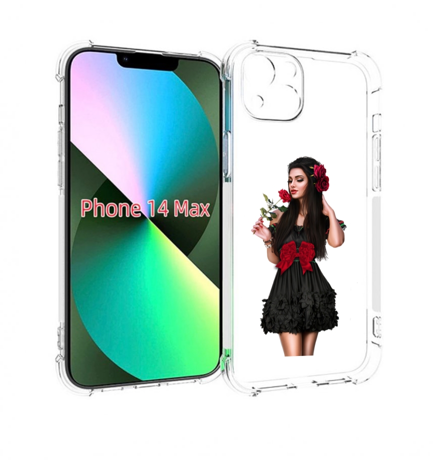 

Чехол MyPads девушка-в-черном-платье-с-розой женский для iPhone 14 Plus (6.7), Прозрачный, Tocco