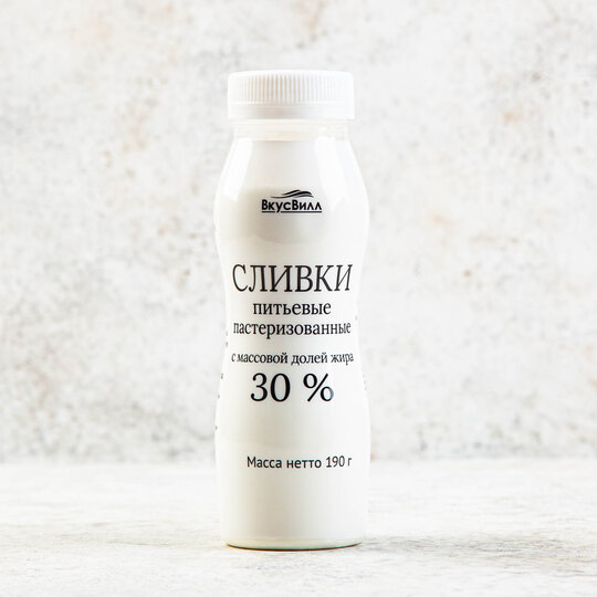 

Сливки Вкусвилл 30% БЗМЖ 180 мл