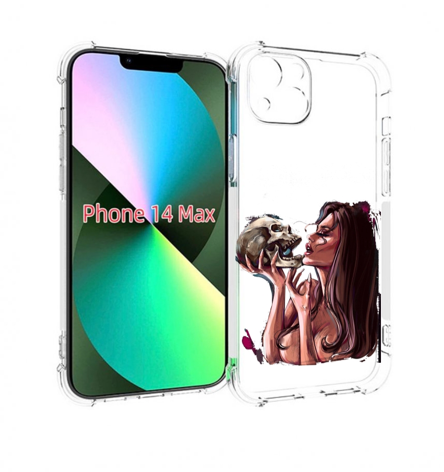 

Чехол MyPads девушка-модель-с-черепом для iPhone 14 Plus (6.7), Прозрачный, Tocco