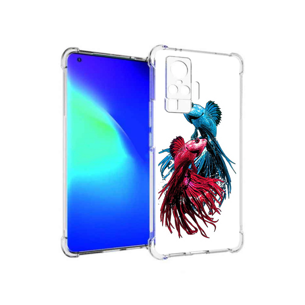 

Чехол MyPads Tocco для Vivo X50 Pro рыбы петушки (PT151209.405.592), Прозрачный, Tocco