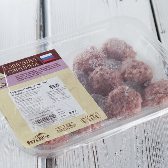 

Тефтели свино-говяжьи ВкусВилл охлажденные 300 г