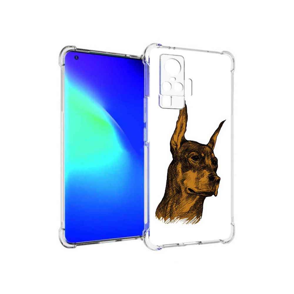 

Чехол MyPads Tocco для Vivo X50 Pro скетч доберман (PT151209.405.605), Прозрачный, Tocco