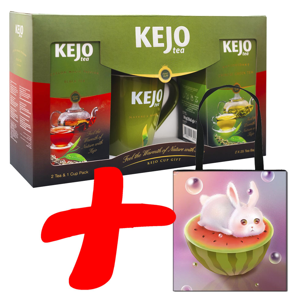 

Подарочный набор KEJOfoods Черный и зеленый чай 50 пакетиков, кружка, сумка шоппер Зайка