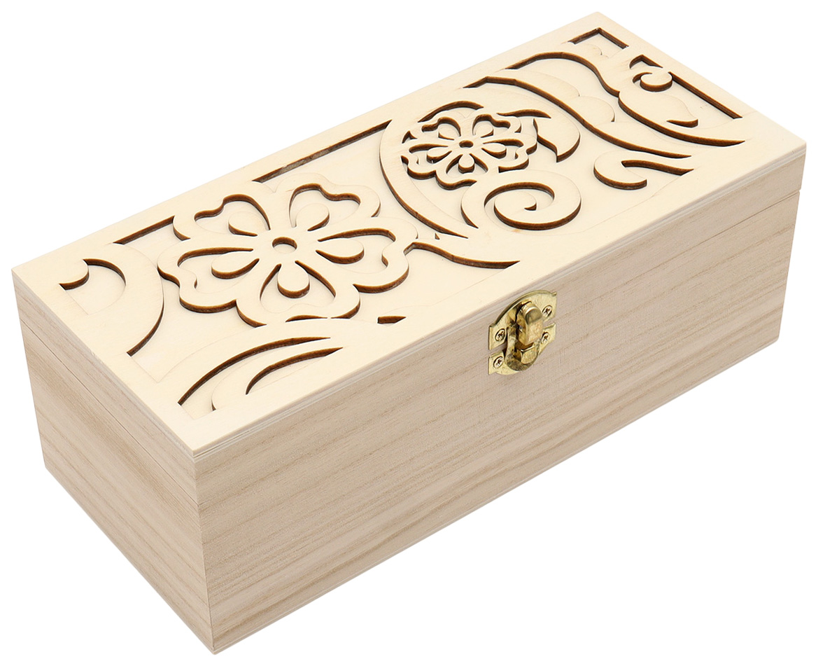 LYE231118 Шкатулка деревянная 'Цветочный узор', 25*11*9см