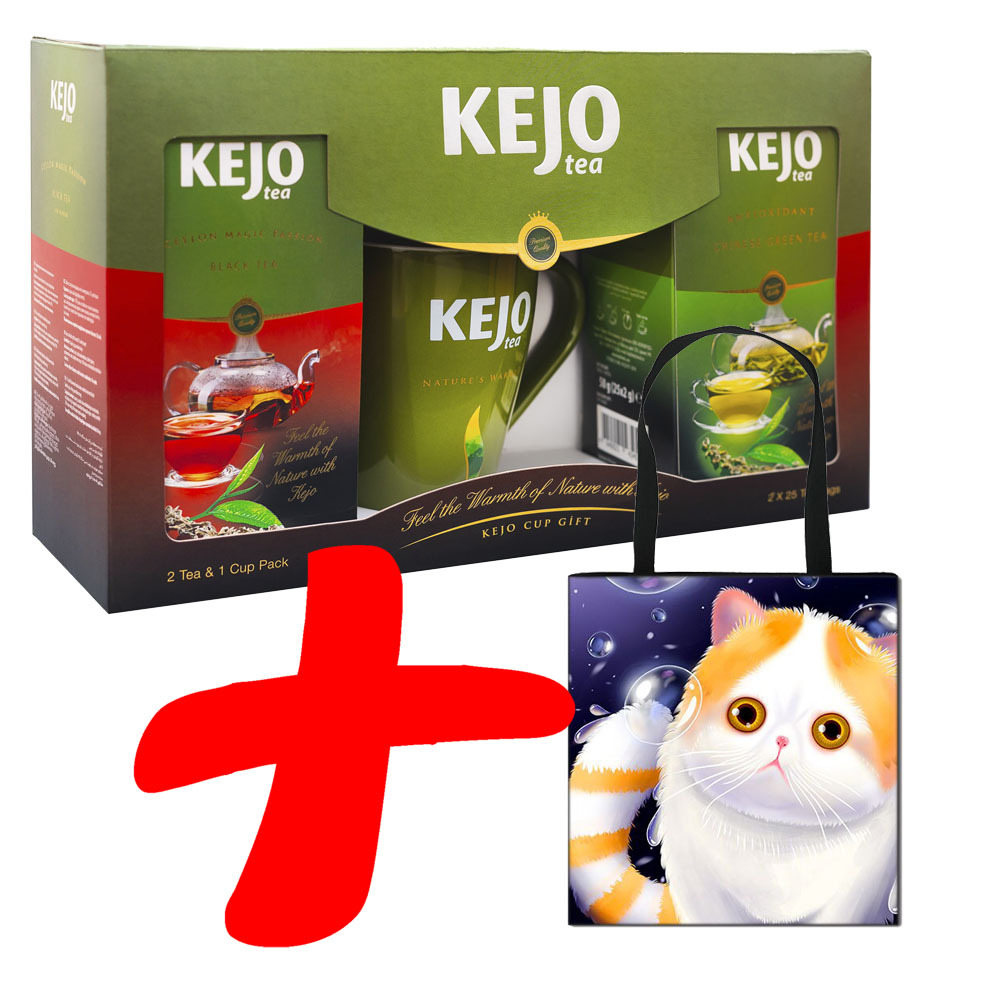 

Подарочный набор KEJOfoods Черный и зеленый чай 50 пакетиков, кружка, шоппер Рыжий котик