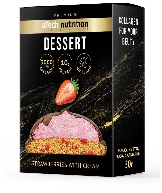 Десерт протеиновый аTech nutrition Premium DESSERT 50 г клубника-сливки 3 шт