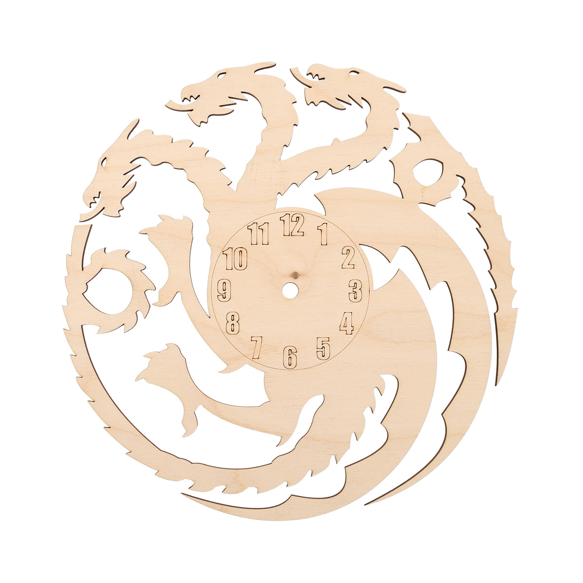 Деревянная заготовка Циферблат для часов с арабскими цифрами 'Змей Горыныч' d23см