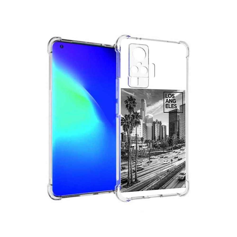 

Чехол MyPads Tocco для Vivo X50 Pro черно белый лос анджелес (PT151209.405.685), Прозрачный, Tocco
