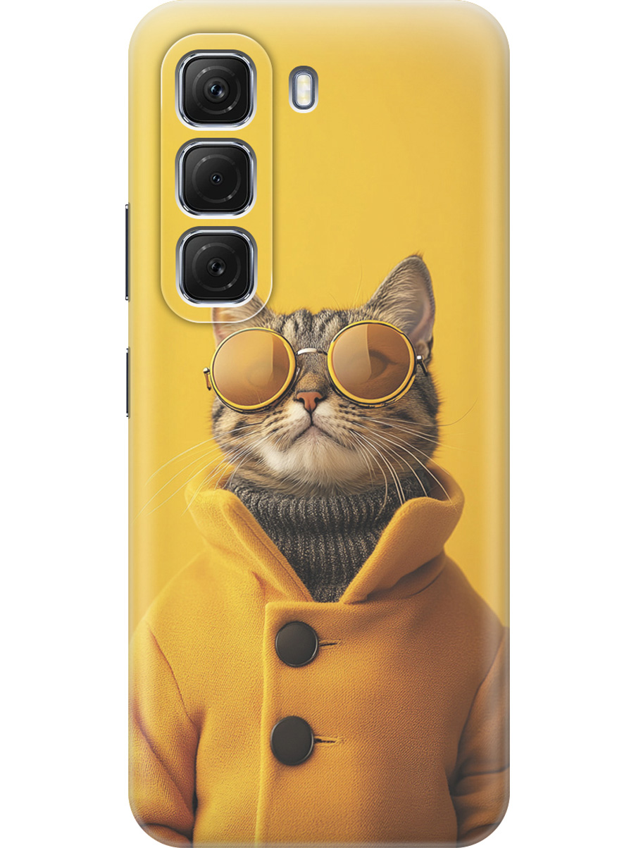 

Силиконовый чехол на Infinix Hot 50 4G с принтом "Котик в желтых очках", Прозрачный;желтый;черный, 786718712