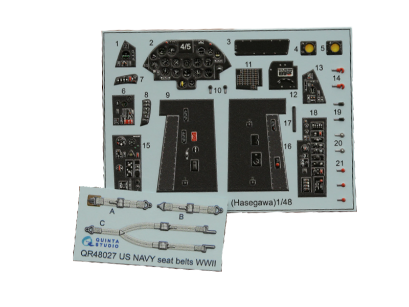 

QD48325 3D Декаль интерьера кабины F4U-5N Hasegawa, Цветной