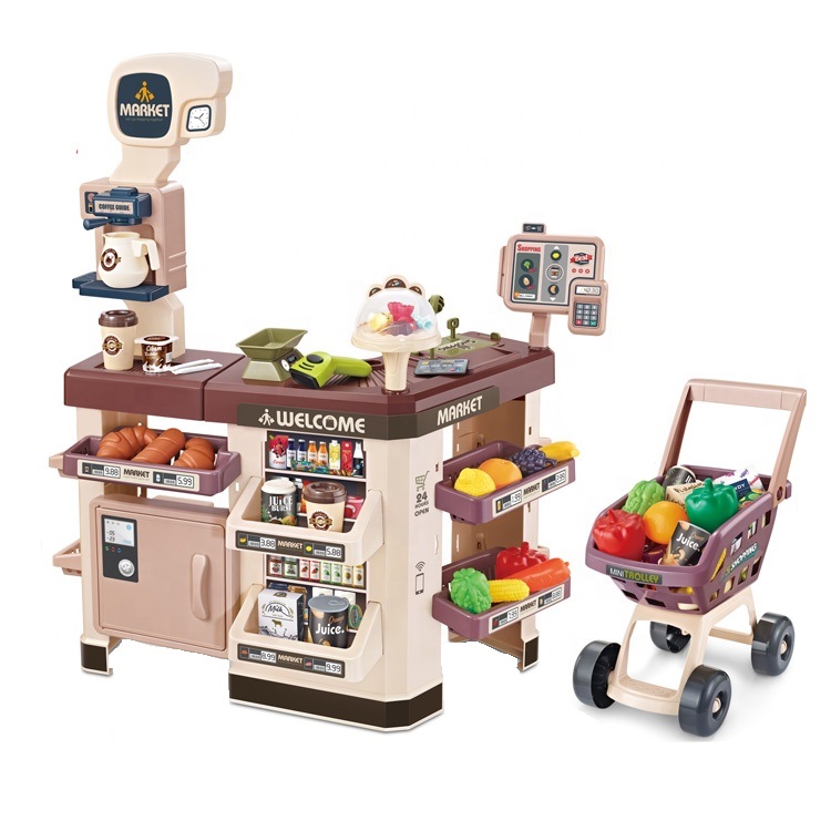 фото Детский супермаркет msn toys с холодильником, паром и тележкой 65 аксессуаров 668-104