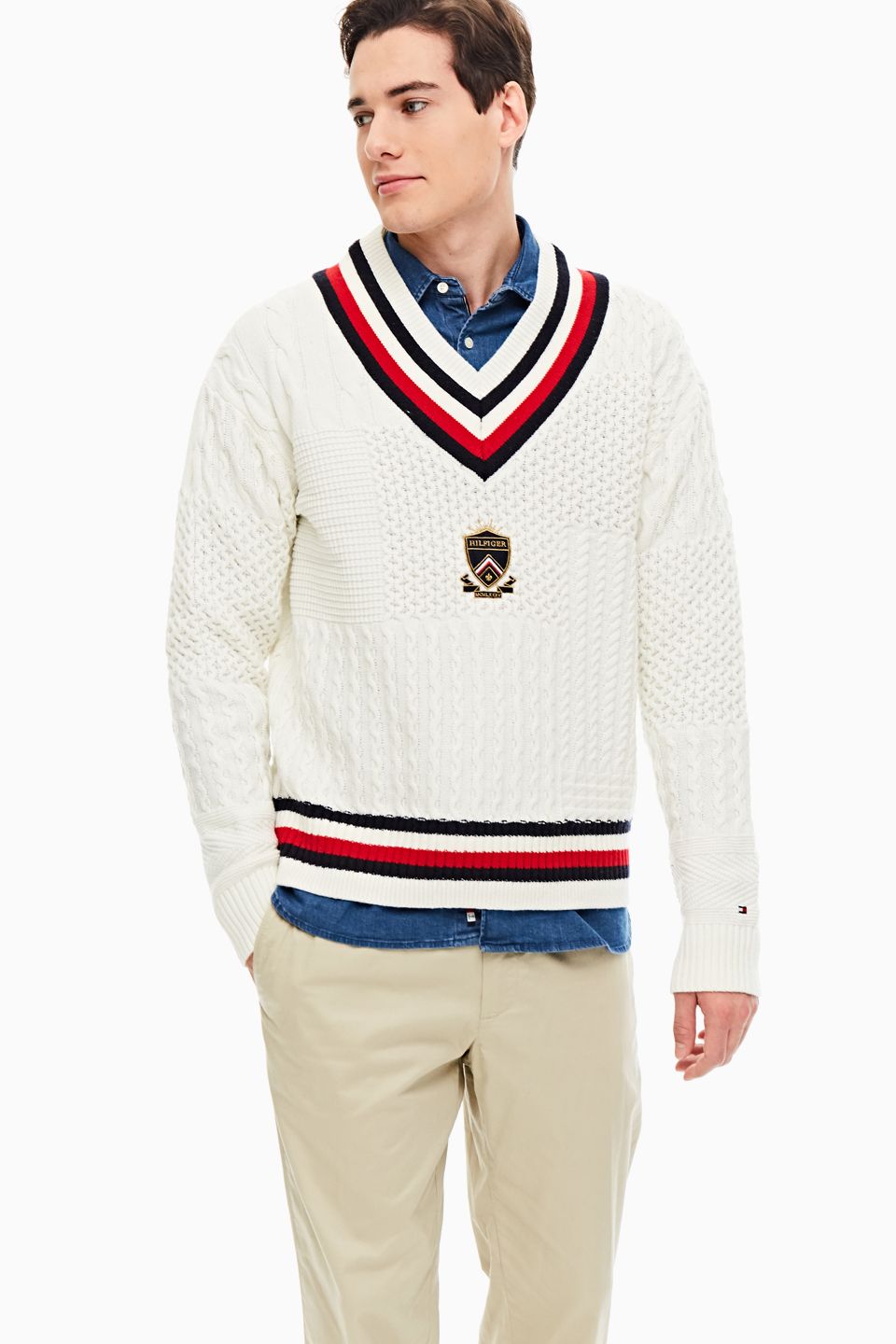 

Пуловер мужской MW0MW14431 Tommy Hilfiger белый L, MW0MW14431