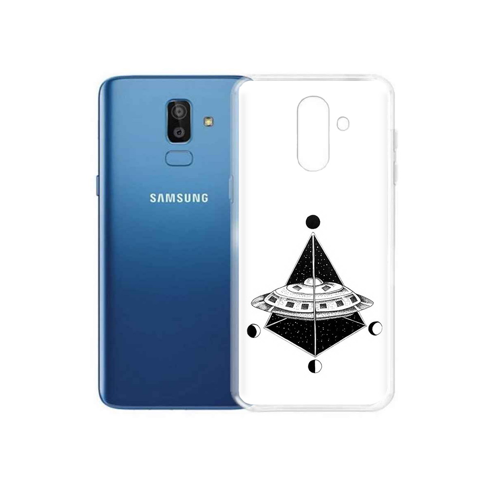 

Чехол MyPads Tocco для Samsung Galaxy J8 черно белая летающая тарелка (PT226929.592.679), Прозрачный, Tocco