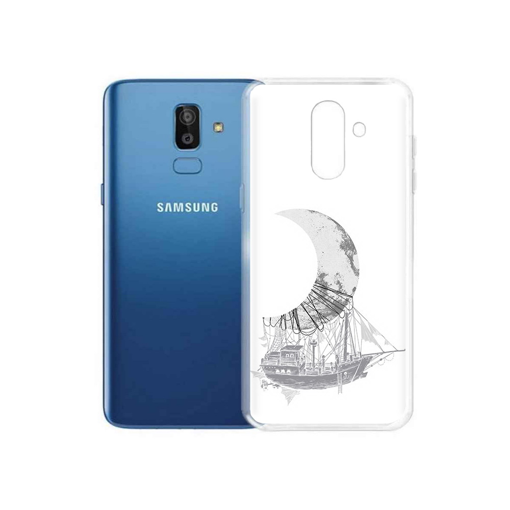 

Чехол MyPads Tocco для Samsung Galaxy J8 черно белый корабль полумесяц (PT226929.592.684), Прозрачный, Tocco