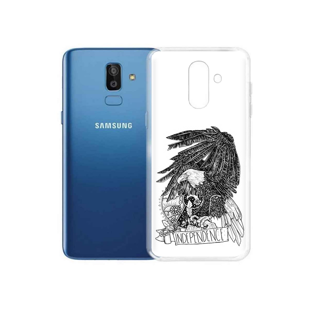 

Чехол MyPads Tocco для Samsung Galaxy J8 черно белый сокол (PT226929.592.688), Прозрачный, Tocco